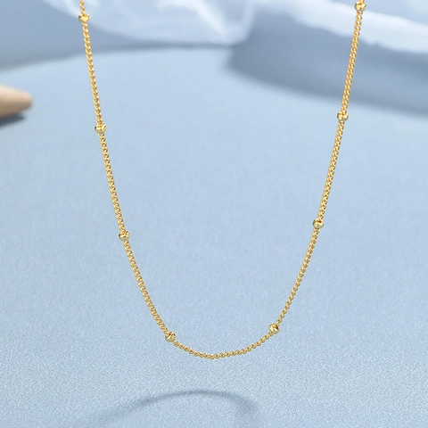 Collana a Catena Con Perline in Argento Sterling 925 per Donna Collana a Catena Satellitare Minimalista Gioielli da Pendolare