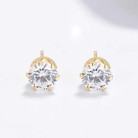 Orecchini a Bottone in Argento Sterling 925 con Corona a Sei Griffe in Strass per Donna Orecchini Minimalisti Gioielli di Moda