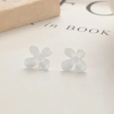 999 Sterlingsilber Blumen Ohrstecker Für Damen Matte Oberfläche Schraubverschluss Floral Ohrknochen Stecker Mode Pendeln Schmuck Geschenk