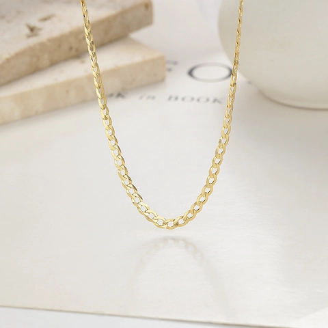Minimalist 925 Sterling Silver Interlocking Ring Curb Chain Necklace Simple Polished Clavicle Chain Jewelry For Women