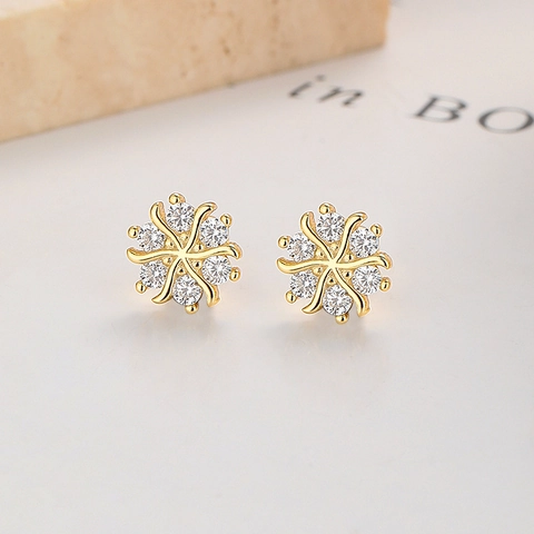 925 Sterlingsilber Schneeflocke Zirkonia Ohrstecker Mit Schraubverschluss Mode Winter Schmuck Für Damen Platin Gold Galvanisiert