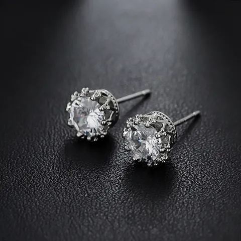 Pendientes de Botón Unisex Octagrama Plateado Con Poste de Acero Inoxidable Diamante de Imitación Joyería Geométrica Accesorio