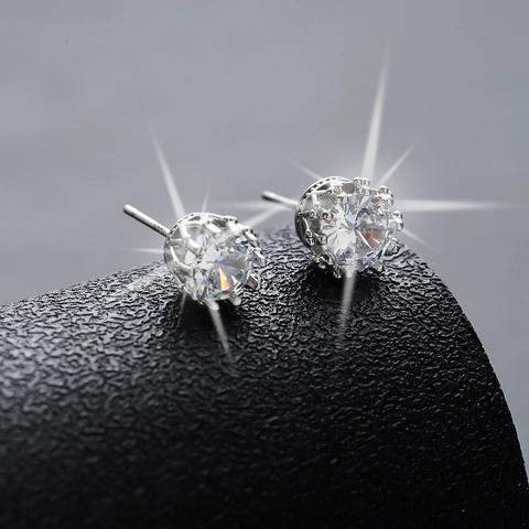 Pendientes de Botón Unisex Octagrama Plateado Con Poste de Acero Inoxidable Diamante de Imitación Joyería Geométrica Accesorio