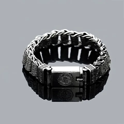 Pulsera Vintage de Aleación de Cobre Con Mantra de Seis Sílabas para Hombres Mujeres Estilo Étnico Retro Cuentas de Suerte Joyería