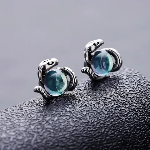 Medusa Auge Schlange Magnetische Ohrclip Retro Versilbert Irisierende Strass Ohrringe Für Herren Damen Gothic Streetwear Schmuck