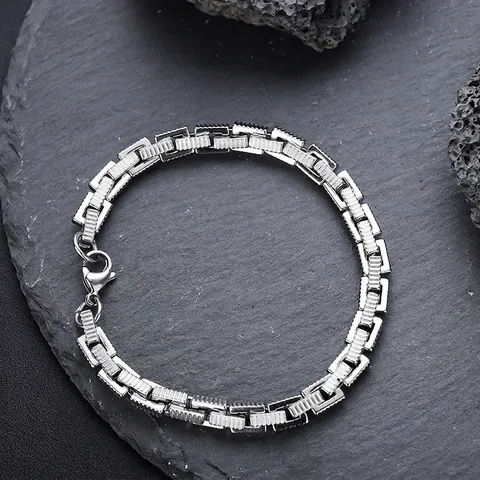 Bracciale a Catena Testurizzata Geometrica in Acciaio al Titanio Minimalista per Uomo Donna Stile Industriale Gioielli Goffrati