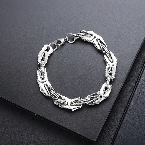 Bracciale da Uomo in Acciaio al Titanio con Testa di Serpente Hip Hop Catena Pesante in Metallo Industriale Gioielli
