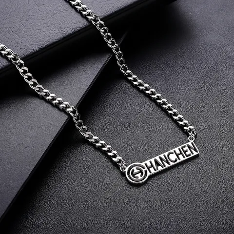 Hip Hop Titanium Steel Letter Pendant Necklace For Men Women Minimalist Silver Cuban Chain Streetwear Jewelry Neck Accessory