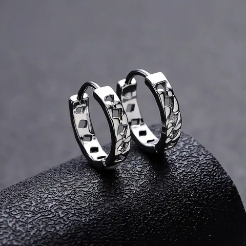 Herren Versilbert Hohlkette Link Huggie Hoop Ohrringe Minimalistisch Geometrisch Kupfer Ohrringpfosten Nische Design Schmuck