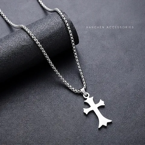 Herren Hip Hop Titanium Stahl Unregelmäßige Kreuz Anhänger Halskette Gothik Minimalistisch Silber Legierung Schmuck Zubehör Für Damen