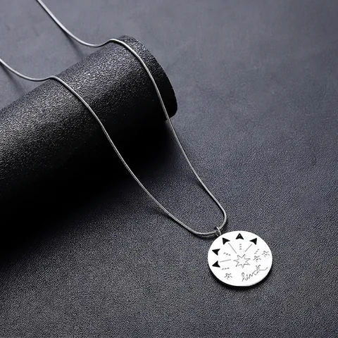 Minimalist Titanium Steel Star Luck Disc Pendant Necklace Silver Color Alloy Snake Chain Simple Fashion Jewelry For Women Men