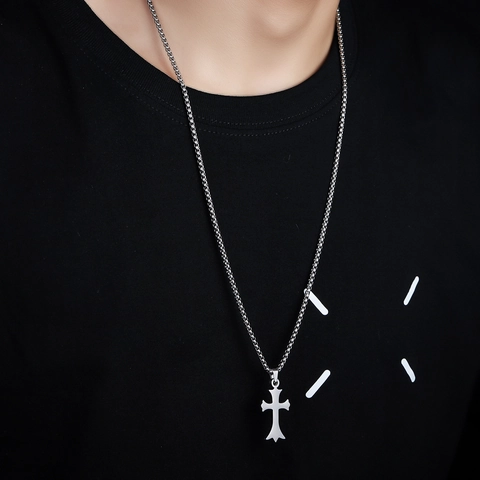 Herren Hip Hop Titanium Stahl Unregelmäßige Kreuz Anhänger Halskette Gothik Minimalistisch Silber Legierung Schmuck Zubehör Für Damen