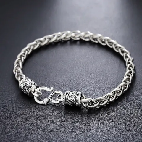Retro Edelstahl Geflochtene Kette Armband Für Herren Damen Minimalistisch Kubanisches Kiel Gliedarmband Mit S-Haken Verschluss