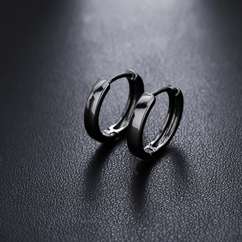 Boucles d'Oreilles Huggie Créoles Plaquées Argent Minimalistes pour Hommes Femmes Cercle Géométrique Poli Bijoux de Mode Hip Hop