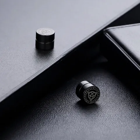Vintage Black Stainless Steel Magnetic Stud Earrings Non Pierced Celtic Knot Rune Pattern Punk Clip On Earrings Unisex Jewelry