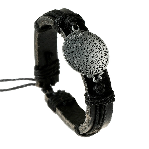 Vintage Geflochtenes Rindsleder Armband Für Herren Damen Verstellbarer Punk Stil Legierung Anhänger Retro Handgefertigter Schmuck