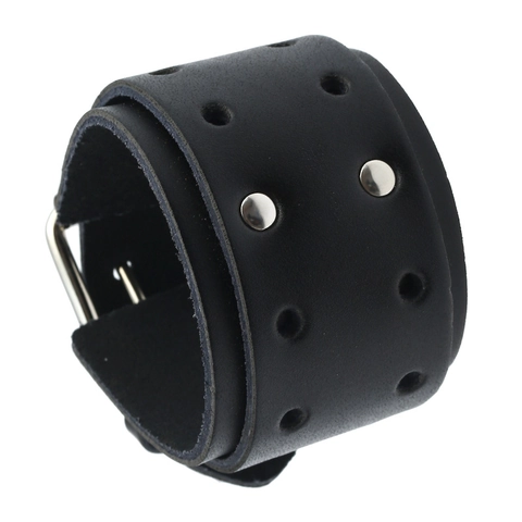 Bracciale in Pelle Punk Vintage da Uomo Largo Con Borchie in Metallo Fibbia Regolabile Biker Rock Gothic Polsino Gioielli Moda Regalo