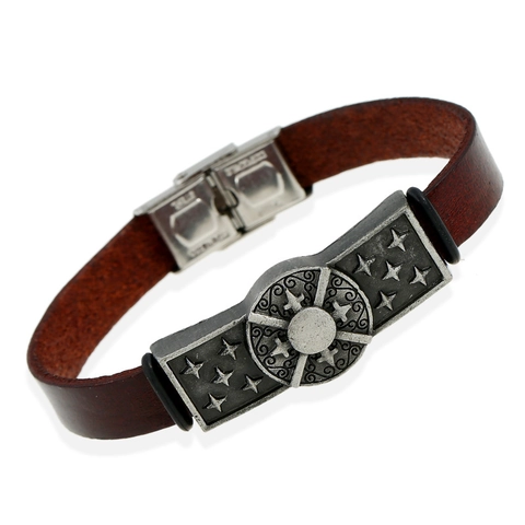 Bracciale in Vera Pelle di Vacchetta Vintage per Uomo Donna Fibbia Regolabile in Acciaio Inossidabile Lega Retro Punk Gioielli