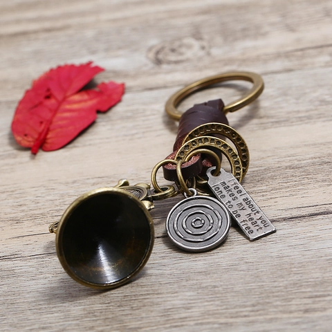 Vintage Steampunk Rindsleder Gewebter Schlüsselanhänger Legierung Anhänger Zahnrad Uhr Horn Auto Schlüsselring Retro Taschenanhänger