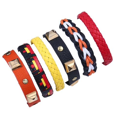 Vintage Geflochtene Lederarmbänder Für Damen Herren Punk Legierung Nieten Perle Seil Wickelarmband Modeschmuck Geschenk