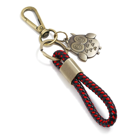 Vintage Punk Geflochtener Lederseil Schlüsselanhänger Zinklegierung Bronze Anhänger Retro Auto Schlüsselanhänger Für Unisex Geschenk