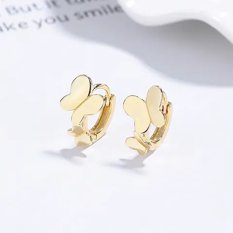 Pendientes de Aro de Mariposa de Plata de Ley S925 para Mujer Diseño de Doble Mariposa Pequeña Minimalista Joyería de Moda