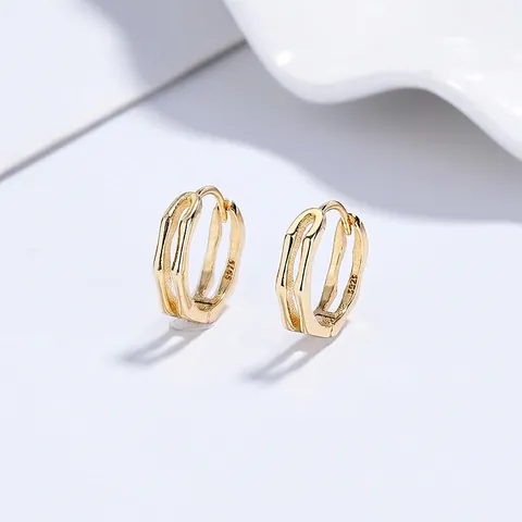Orecchini a Cerchio in Argento Sterling 925 Design a Nodo di Bambù per Donna Semplice Geometrico Rotondo Stile Coreano Gioielli Galvanizzati
