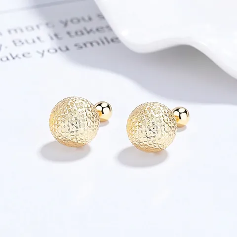 Orecchini a Bottone in Argento Sterling 925 a Sfera Gypsophila per Donna Semplici Eleganti a Taglio Diamante Geometria Rotondi con Chiusura a Vite