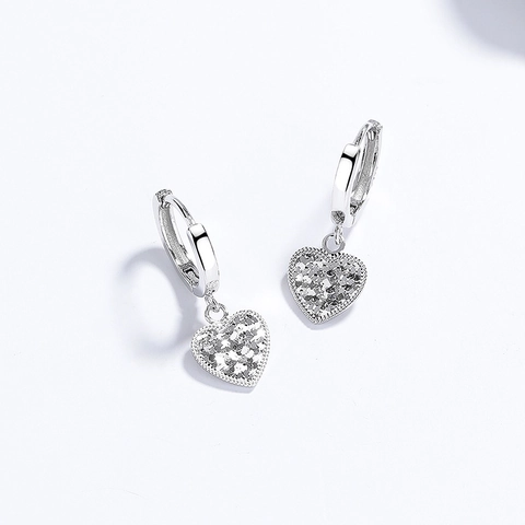 S925 Sterling Zilveren Hart Huggie Hoop Oorbellen Voor Vrouwen Crushed Ice Textuur Strass Eenvoudige Mode Elegante Sieraden Cadeau