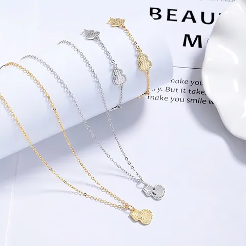S925 Sterlingsilber Flaschenkürbis Anhänger Halskette Für Damen Elegante Eis-Crush-Textur Minimalistische Mode Wulu Stil