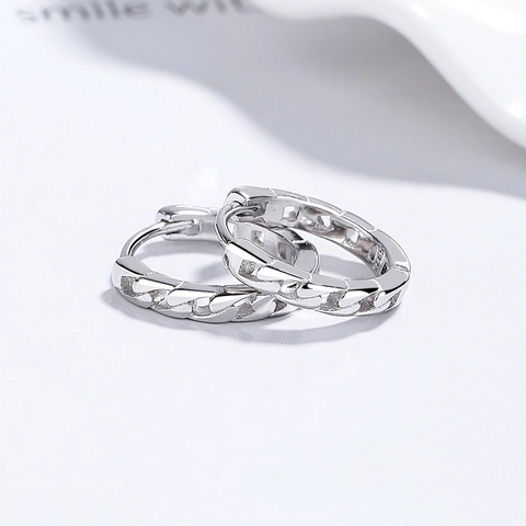 Orecchini a Cerchio Minimalisti in Argento Sterling 925 con Maglia a Catena per Donna Gioielli Leggeri Placcati Geometrici Regalo