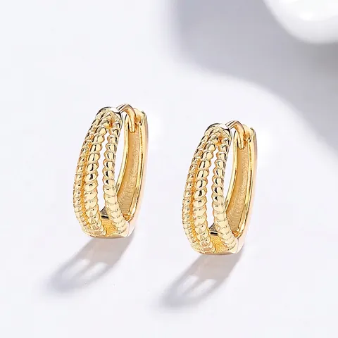 Orecchini a Cerchio Tripli Torti in Argento Sterling 925 Per Donna Gioielli Galvanizzati a Più Strati Minimalisti Con Perline