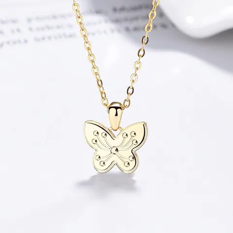 Collana con Pendente a Farfalla in Argento Sterling S925 per Donna Moda Minimalista Stile Ins Oro Bianco Placcato Oro Gioielli Strass