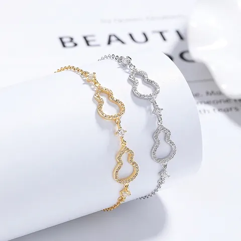 925 Sterlingsilber Hohl Hulu Kürbis Armband Für Damen Mit Strass Minimalistisch Wu Lou Schmuck Geschenk