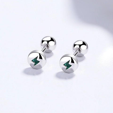 925 Sterlingsilber Blitz Ohrstecker Minimalistisch Rund Schraubverschluss Ohrknochen Nagel Schmuck Für Damen Mädchen