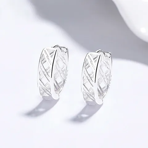 Orecchini a Cerchio in Argento Fine 999 Geometrici Cavi a Croce Per Donna Minimalista Moda Galvanizzato Argento Fine Gioielli
