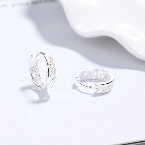 Orecchini a Cerchio in Argento Fine 999 Geometrici Cavi a Croce Per Donna Minimalista Moda Galvanizzato Argento Fine Gioielli