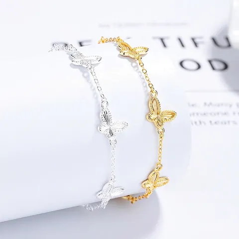 Pulsera de Mariposa de Plata de Ley 925 para Mujer Pulsera de Cadena Ajustable Minimalista Elegante Joyería de Animales Regalo