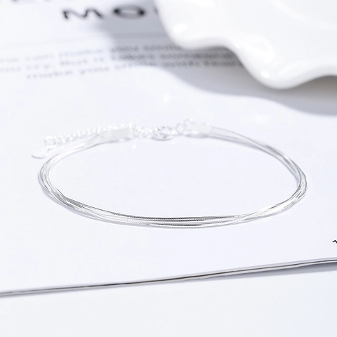 925 Sterlingsilber Dreilagiges Schlangenarmband Für Damen Minimalistisches Verstellbares Mehrreihiges Gliederkettenarmband Schmuck
