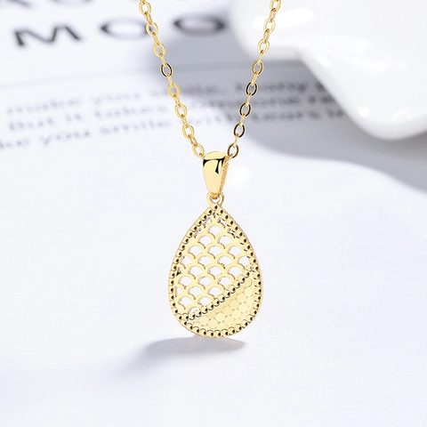 Collana Con Pendente a Goccia d'Acqua Cava in Argento Sterling 925 per Donna Gioielli da Collo Eleganti in Stile Ins Catena da Clavicola