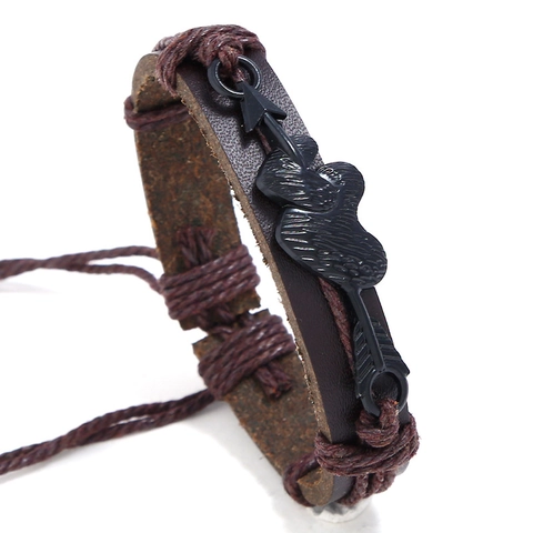 Retro Geflochtenes Lederarmband Mit Herz-Pfeil Metallanhänger Punk Verstellbares Kordelarmband Für Damen Herren Schmuck