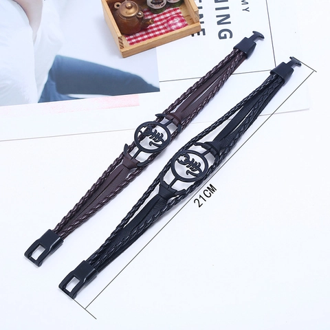 Bracciale in Pelle Artificiale Intrecciata Multistrato Punk Scorpione per Uomo Donna Braccialetto Avvolgente con Ciondolo Ancoraggio Scorpione