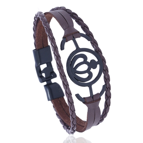 Braccialetto Multistrato in Pelle Artificiale Intrecciata Retro Punk per Uomo Donna Lega Nautico Ancora Cuore Corona Gioielli