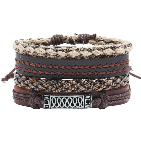 Vintage Bohemian Leather Braided Multilayer Bracelet Collection For Men Women Retro Handmade Jewelry Fashion Jewelry