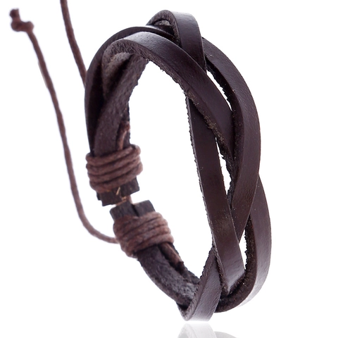 Vintage Handgefertigtes Geflochtenes Lederarmband Für Herren Verstellbarer Kordelzug Retro Punk Bohemian Schmuck Geschenk