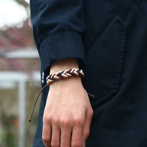 Retro Cowhide Leather Braided Bracelet Hand-Woven Multi-Layer Bohemian Punk Style Wristband For Men Women Unisex Jewelry Gift