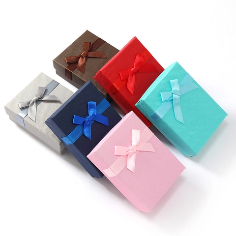 Scatola Regalo per Gioielli Minimalista con Fiocco Elegante Astuccio in Carta per Conservazione e Confezione di Collane Bracciali Anelli