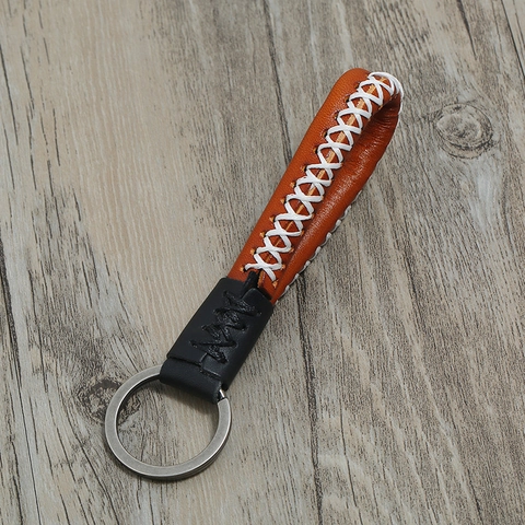 Vintage Handgefertigter Rindsleder Schlüsselanhänger Für Herren Punk Legierung Ring Patchwork Schlüsselband Retro Schmuck Geschenk