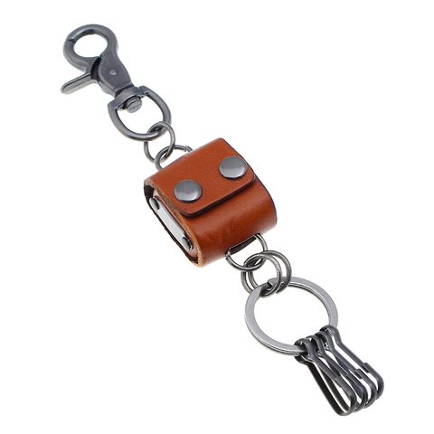 Portachiavi in Pelle di Vacchetta Vintage Punk per Uomo Borsa Porta Chiavi in Vera Pelle Con Fibbia in Metallo Portachiavi Retro