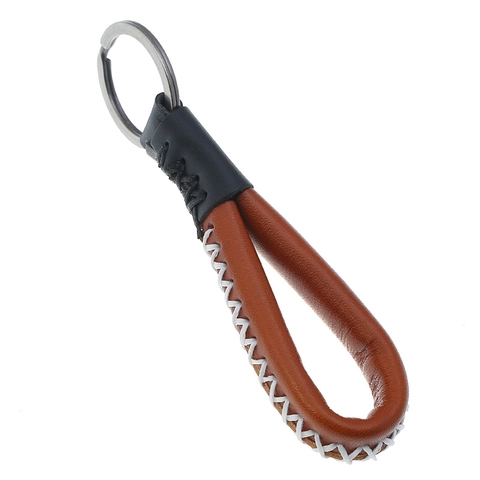 Vintage Handgefertigter Rindsleder Schlüsselanhänger Für Herren Punk Legierung Ring Patchwork Schlüsselband Retro Schmuck Geschenk